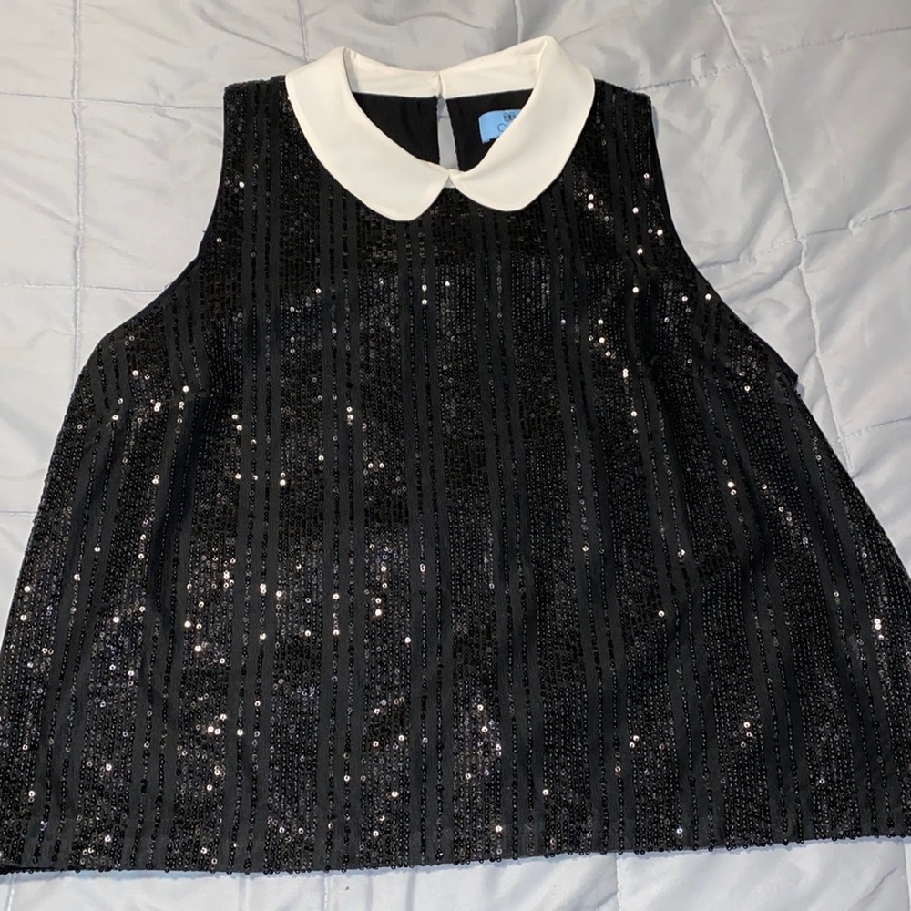 ‼️FLASH SALE‼️ Cece Sequin Peter Pan Collar Top